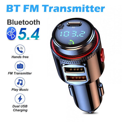 Bluetooth Adapter Car Wireless FM Radio FM Transmitter PD Dual USB Charger MP3