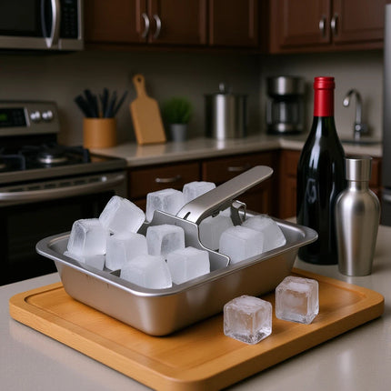 Stainless Steel Ice Cube Tray 6 Slot Removable Ice Cube Maker with Handle