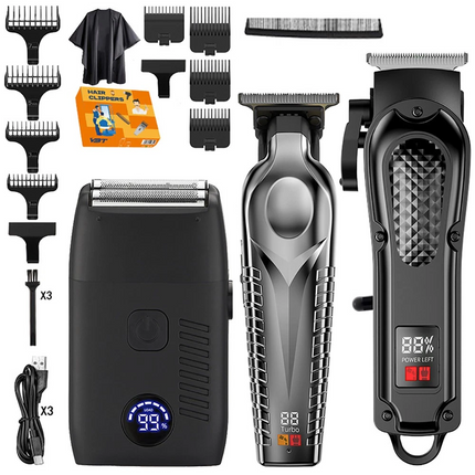 Pro Men Cordless Electric Hair Clipper Trimmer Shaver 3 Set USB Rechargeable
