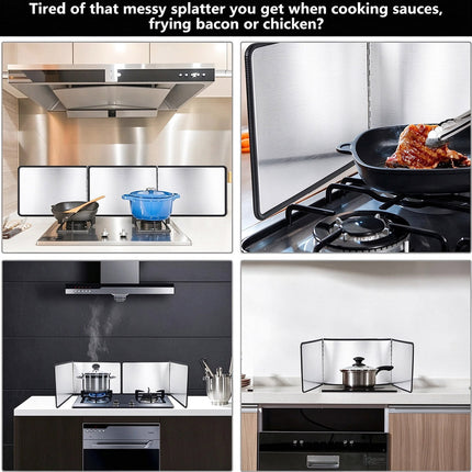 Stainless Steel Anti Splatter Shield Guard, Foldable Splatter Screen for Stove Frying Cooking