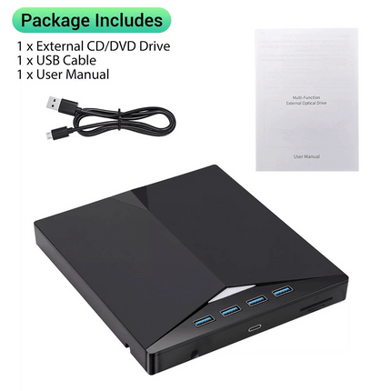 External CD DVD Drive USB 3.0 Writer Burner Player for PC Laptop Windows Linux