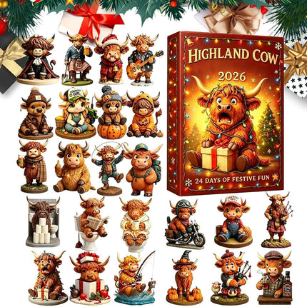Highland Cow Advent Calendar 2026 24 Days Countdown Calendars 24 3D Cow Doll Style B