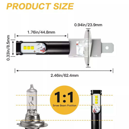 Car H1 LED Fog Light Globes 80W 6000K White Lamp Xenon White Bulbs DRL