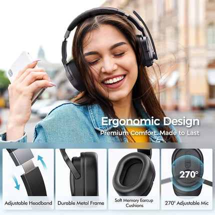 Removable Trucker Driver Headphone Over Ear Wireless Bluetooth Headset Mic