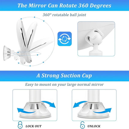 10X Magnifying Makeup Mirror With LED Light Cosmetic 360° Rotation Flexible 2PCS