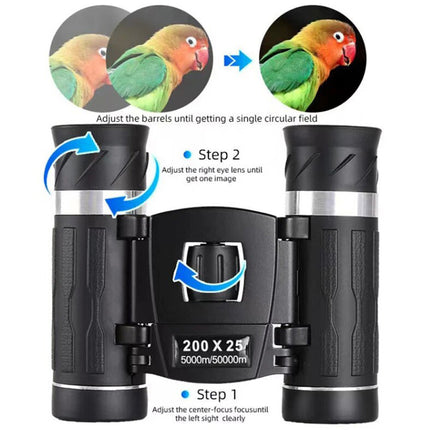 200x25 Binoculars Mini Pocket Waterproof Compact Telescope for Bird Watching