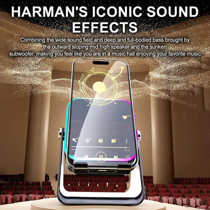 5-in-1 Wireless Induction Bluetooth Speaker Adjustable Phone Stand,Rechargeable