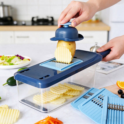 6-IN-1 Multi-function Vegetable & Fruit Dicer Chopper Slicer with Container & Hand Guard