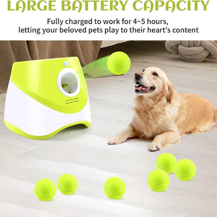 Auto Dog Ball Launcher Thrower Automatic Tennis Fetch Throwing Machine 6 Balls