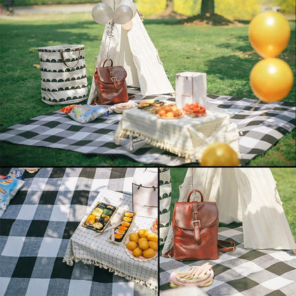 Large Picnic Blanket Premium Cashmere RED Rug Waterproof Mat Outdoor 200X200cm Black