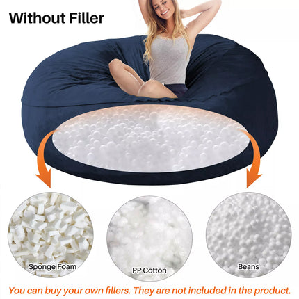 180x90cm Extra Large Bean Bag Chair Cover Couch Sofa Cover Indoor Lazy Lounger, No Filler Navy XL