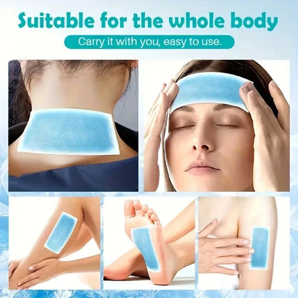 Cooling Patches Heat Fever Headache Pads Sunburn Skin Pain Kid Adult Soft Gel  2 pack / 12 pcs