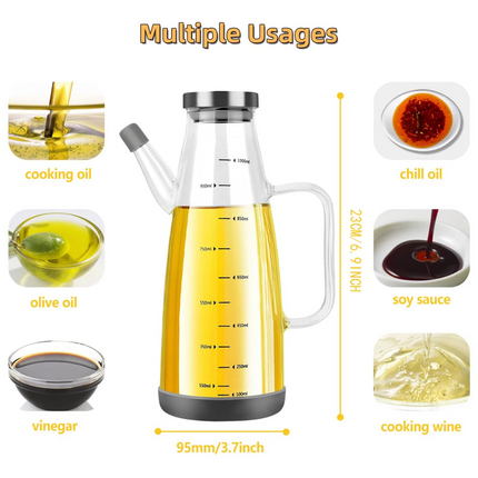 2pcs Dispenser Vinegar Bottle Cooking Pot Pourer Olive Oil Kitchen Lead-Free with Lid