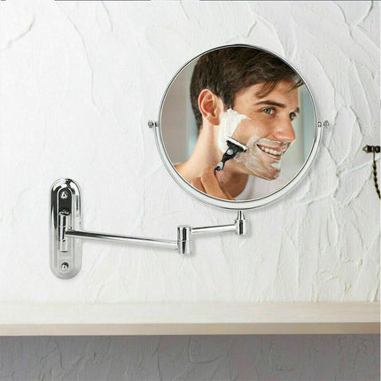 Two-Sided Swivel Wall Mount Mirror 8” Magnifying Mirror with Folding Arm Chrome