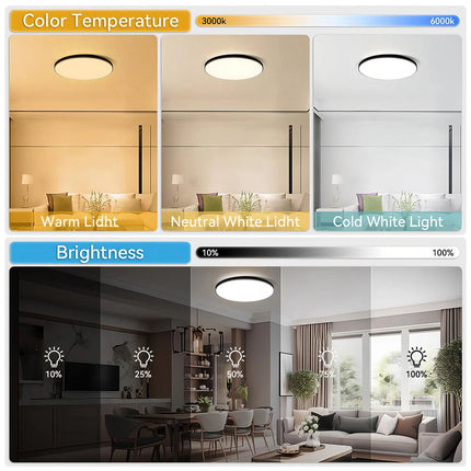 RGB LED Ceiling Light Round 28W Oyster Lamp Modern LED Downlight White