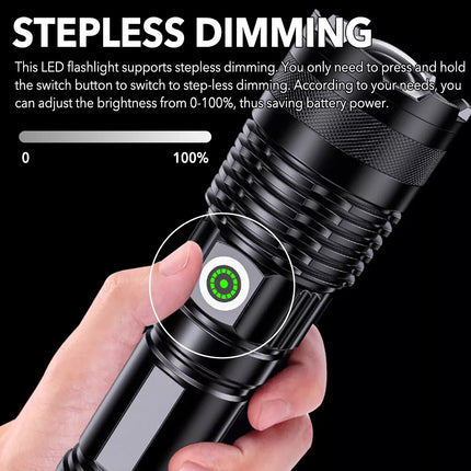100000 Lumen Battery Rechargeable LED Torch Flashlight Camping Work Spotlight