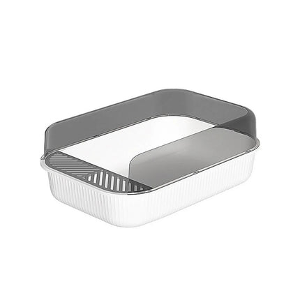 Entry Cat Litter Tray: Open Design, Splash Guard - Easy Clean Kitty Toilet Grey