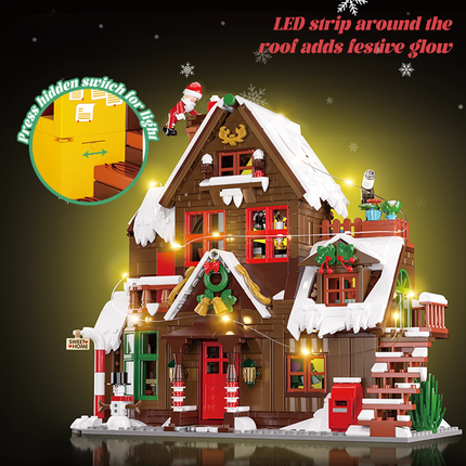 LED Christmas Cabin House Interactive Building Blocks Mini Bricks Toy Gift AU