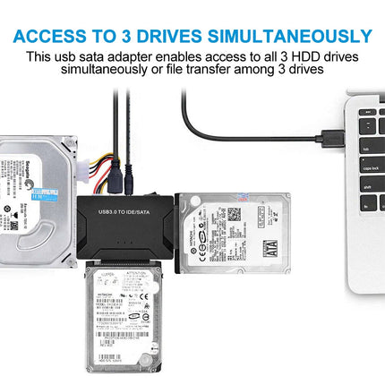 USB 3.0 to 3.5" 2.5''SATA IDE Hard Drive External Adapter Cable Kit Converter