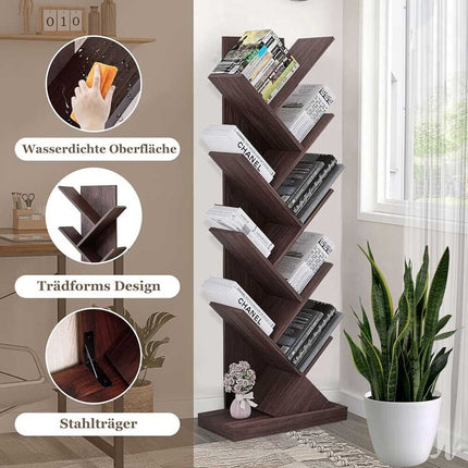 9-Tier Tree Bookshelf Bookcase Storage Rock For CDs Movies Books Shelves Table
