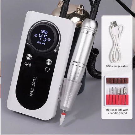 Professional Rechargeable Nail Drill File Machine 45000RPM Portable Electric