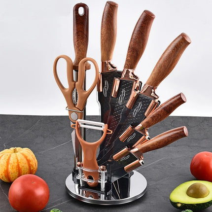 Kitchen Knife 9pcs Block Set Microsharp Knives Stainless Steel Gift Scissor Tool