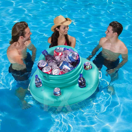 Inflatable Pool Beach Drinks Cooler Floating Bar Beer Holder Ice Tub Chiller Toy Teal