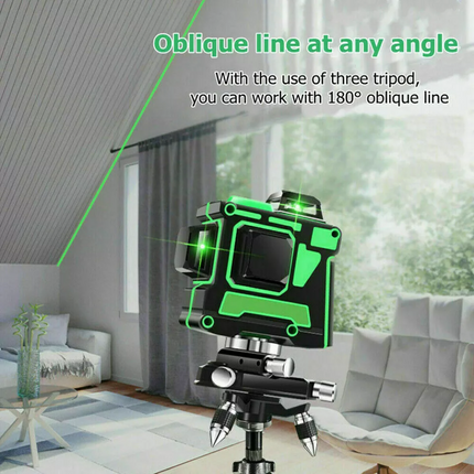 360 Rotary 3D 12 Lines Green Laser Level Self Leveling Cross Measure Tool&Tripod