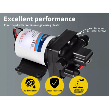 12V Caravan Water Pump High Pressure Self-priming rv Camping Boat 70PSI 20.8L/M