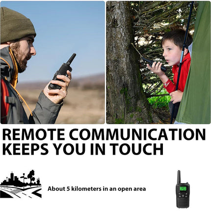 2x Walkie Talkies 10KM Long Range Two-Way Walkie-Talkie Radios w/ LED Flashlight Black