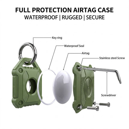 Green Apple AirTag Protective Case Waterproof TPU Cover Air Tag Tracker Loop Holder