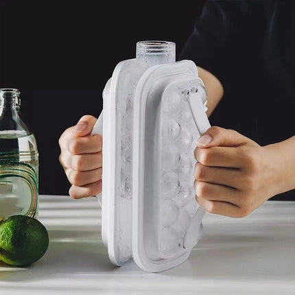 2 in 1 Portable Ice Jug ICE Ball Maker Mould POP Container Water Kettle Bottle White