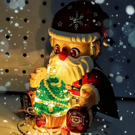 LOZ Christmas Santa LED Tree Night Light Mini Bricks Building Toy Gift 1630pcs