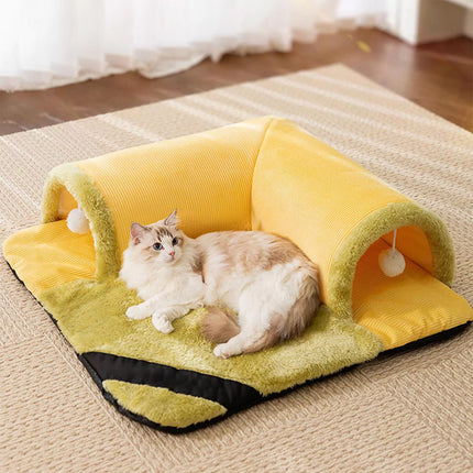 Cat Tunnel Bed Cat Bed House Interactive Toys for Pet Mat Cat Small Dogs Gift Green