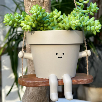 Cute Swing Face Planter Pot Garden Plant Hanging Potted Plant Flowerpot Decor