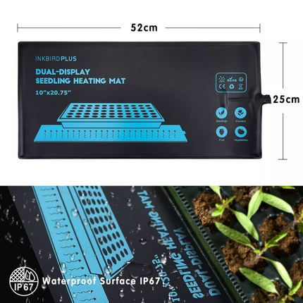 Thermostat Control Seedling Heat Mat Heating Pad 30W Plant Seed Start 52x25cm