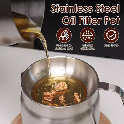 2L Deep Fryer Pot Oil Tank Kettle with Filter for Oils Storage Stainless Steel