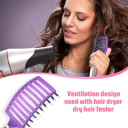 Women Detangling Nylon Bristle Brush Detangle Hairbrush Head Scalp Massage Comb Gold