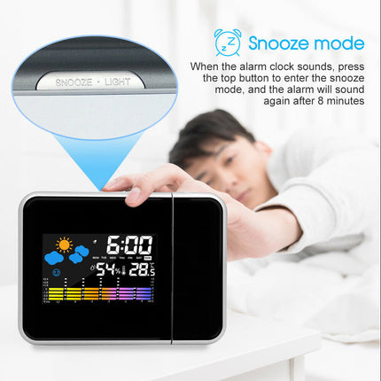 Smart Digital LED Projection Alarm Clock Temperature Time Projector LCD Display