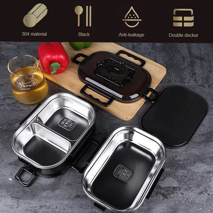 Doule-Layer Stainless Bento Box Leak-Proof Thermal Insulation Portable Lunchbox