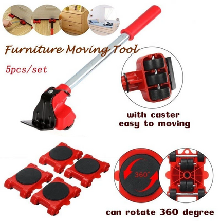 5x Furniture Lifter Moves Slider Roller Home Moving Wheels Mover Kit Lifting Kit