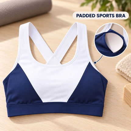 Womens 2 Piece Gym Set Sports Bra High Waist Yoga Leggings Navy Workout Outfit