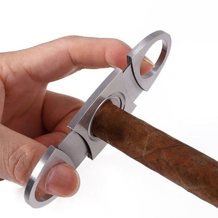 Double Blade Hiba Cigar Cutter Stainless Steel Knife Scissors Tobacco Trimmer