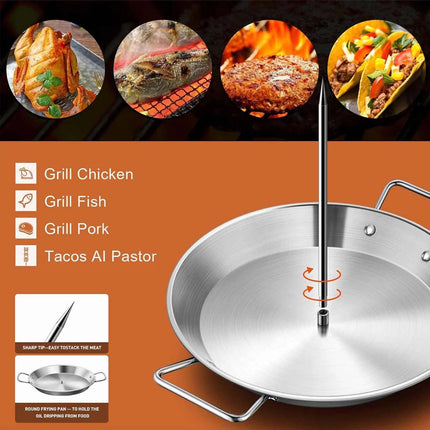 Stainless Steel Vertical Skewer Spikes Set Barbecue Spit Skewer Grill BBQ Pan