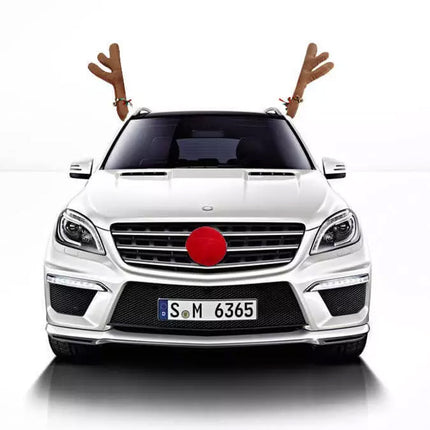 3PCS Christmas Car Truck Van Costume Brown Reindeer Antlers Red Nose Xmas Décor