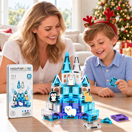 Mini Kids Building Tiles 35 Pcs Ice Castle Animal Blocks Set Christmas Gift Toy
