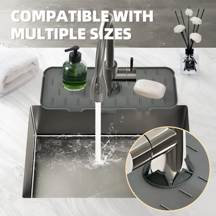2pcs Silicone Faucet Drain Pad Drip Catcher Tray Kitchen Sink Splash Guard Slip Mat