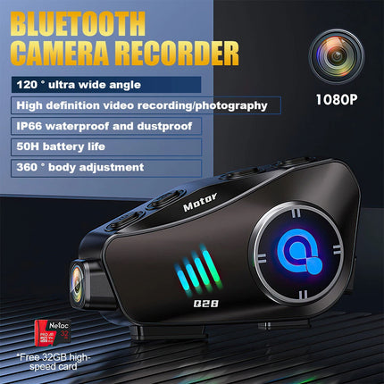 1080P HD Bluetooth Motorcycle Camera Recorder Motorbike Helmet Headset Intercom
