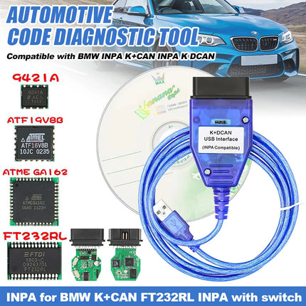 For BMW Inpa K+Dcan OBD2 Cable FTDI FT232RL Chip With Switch