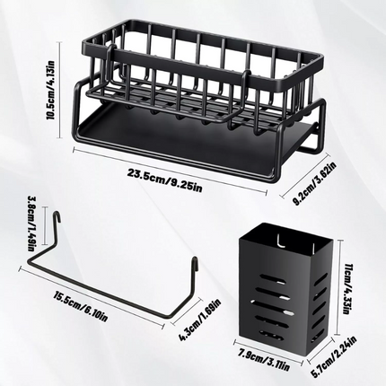 Kitchen Sink Rack Organizer Kitchen Sink Sponge Holder with Self-draining Tray